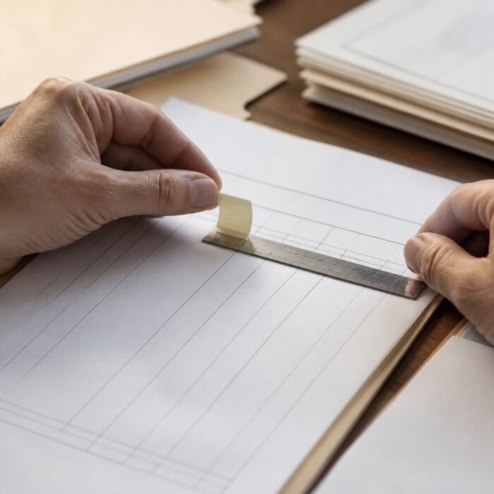 A founder planning venture capital term sheet basics with a notebook, calculator, and blank working papers