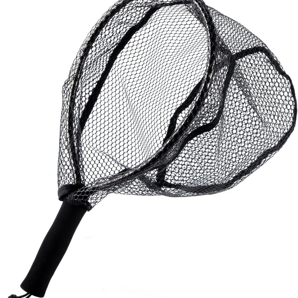 Fly Fishing Net with EVA Handle, Fishing Landing Nets CNC Aluminum Alloy Frame, Rubber Coated Mesh Trout Net Kayak Nets for Small Trout Steelhead, Bass, Salmon